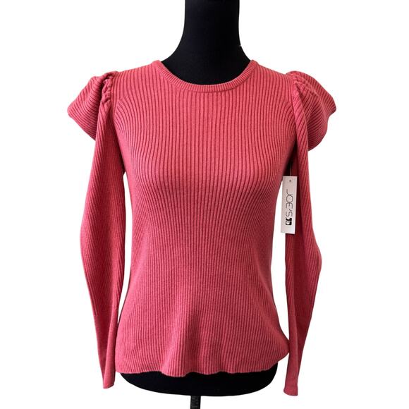 New JOE’S Women's Slate Rose Puff Sleeve Ribbed Top Size XS - Picture 3 of 8